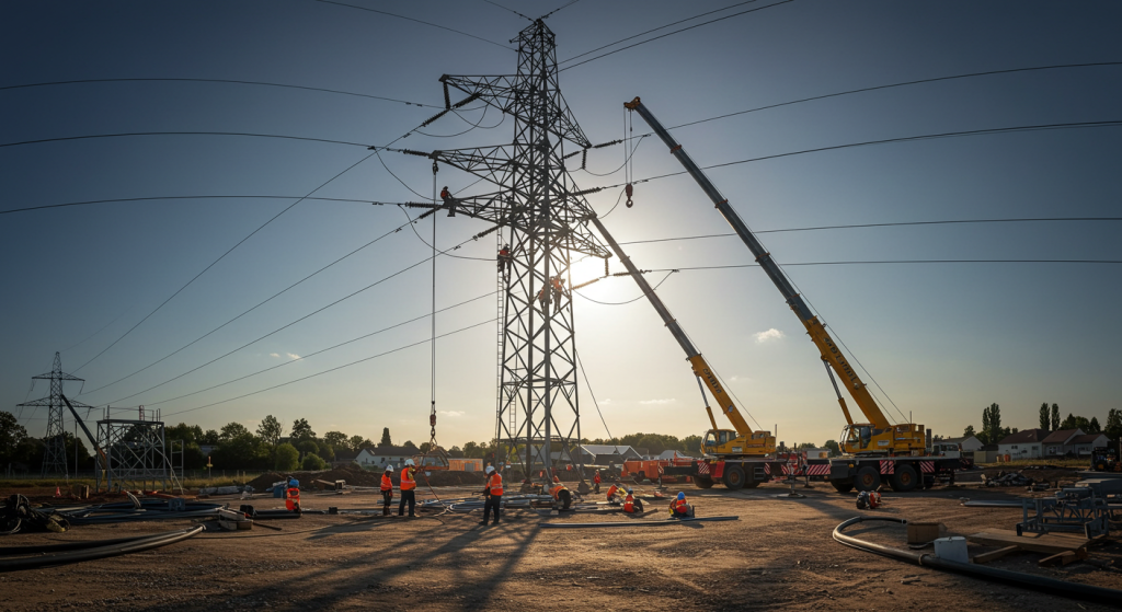 Electrical transmission tower installation