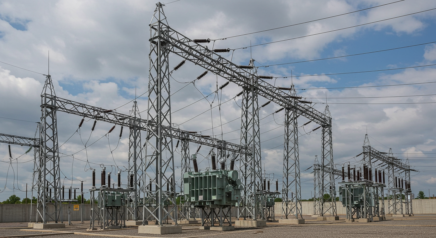 HV LV substation support structure for transmission grid