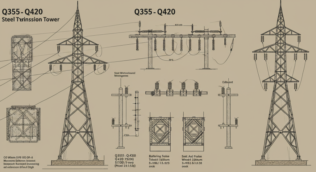 Q355 Q420 steel tower for transmission line