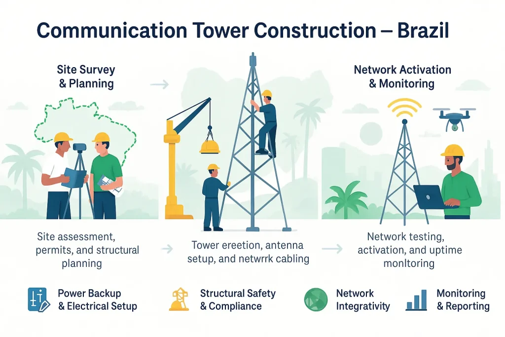 communication tower construction Brazil