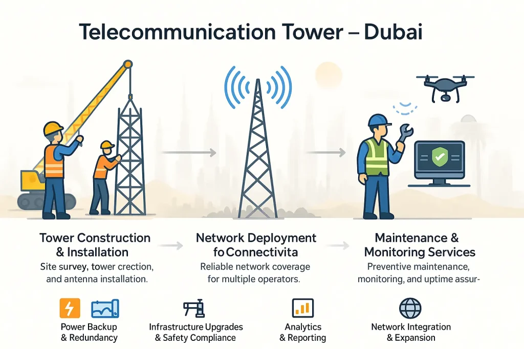 Telecommunication Tower in Dubai for Urban Network Expansion